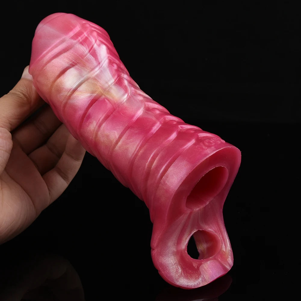 Silicone Large Penis Sleeve Fantasy Monster Sheath Cock Extender - image 1