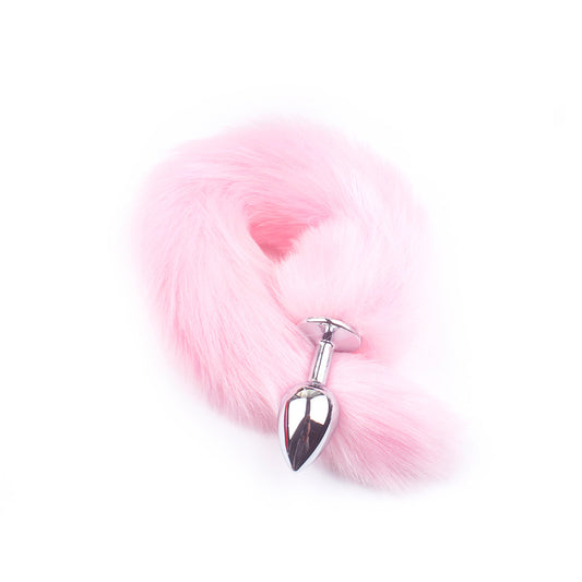 Pink Fox Tail Butt Plug • 18.1 Inch Tail - Pink - image 0