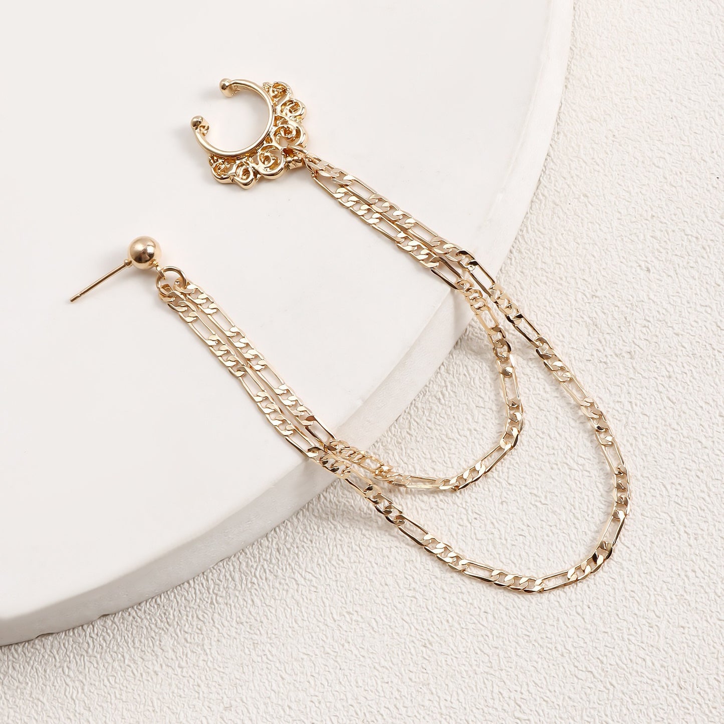 Boho Nose Chain Jewelry – Fake Septum Ring with Ear Hoop & Crystal Nose Ring - image 7