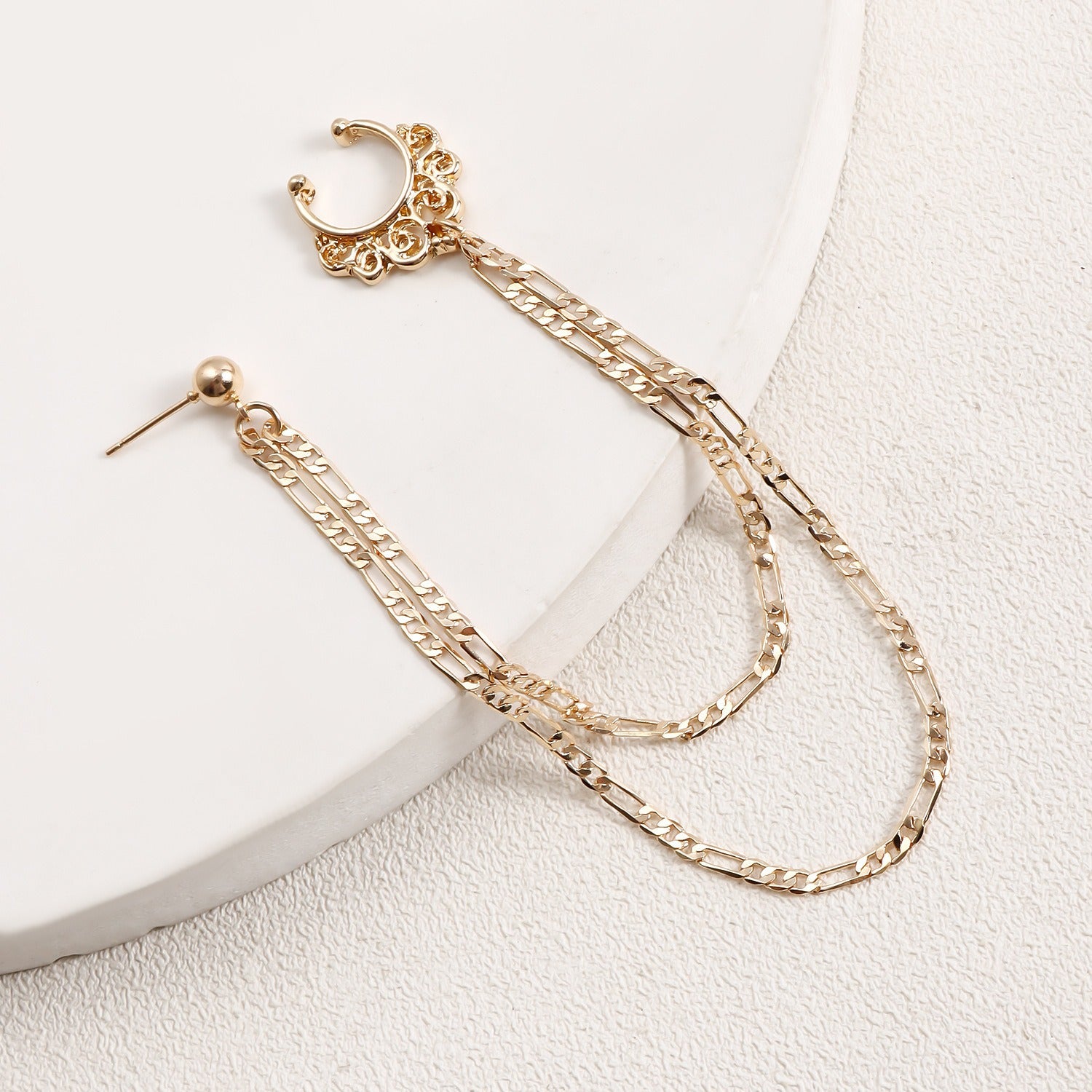 Boho Nose Chain Jewelry – Fake Septum Ring with Ear Hoop & Crystal Nose Ring - image 7