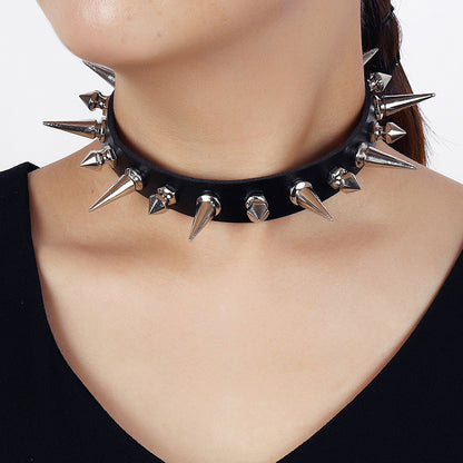 Spiked Sm Leather Collar - image 0