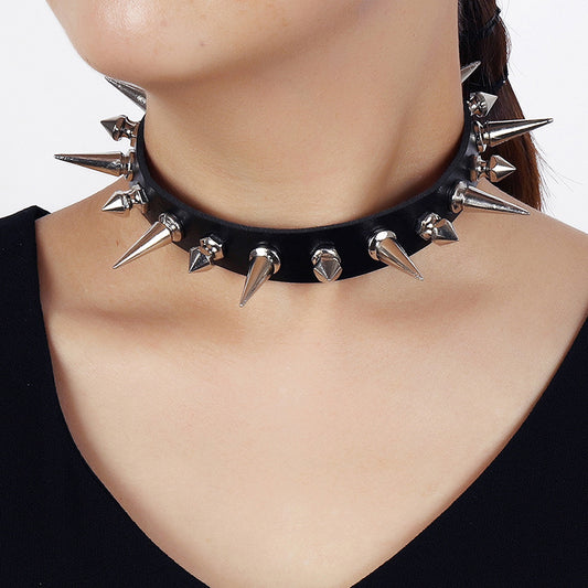 Spiked Sm Leather Collar - image 0
