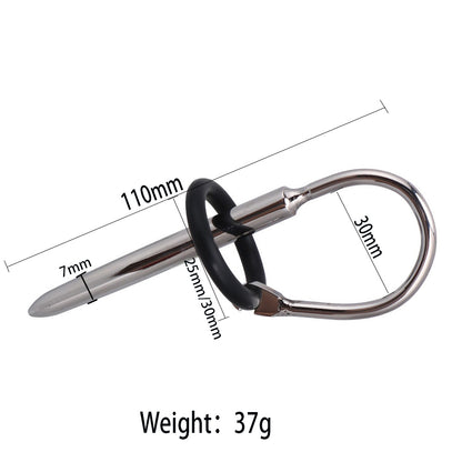 7 Styles Stainless Steel Urethral Sounding with Silicone Cock Ring - F - image 4