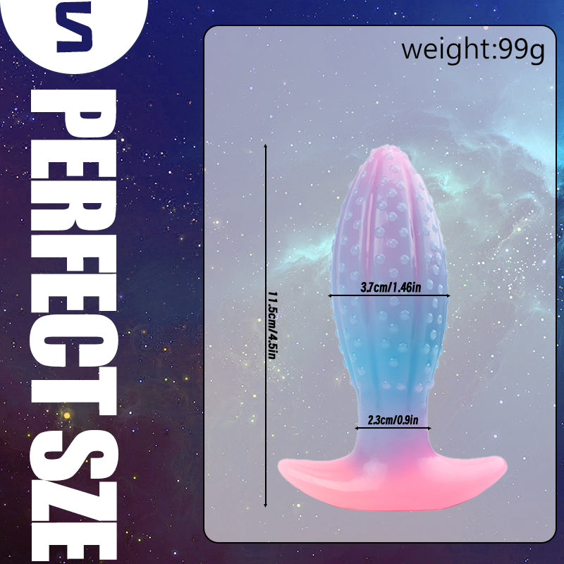 Glowing Oval Beads Anal Plug - Pink & Blue - S - image 7