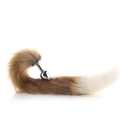 Brown & Whtie Canie Tail Plug - L - image 0