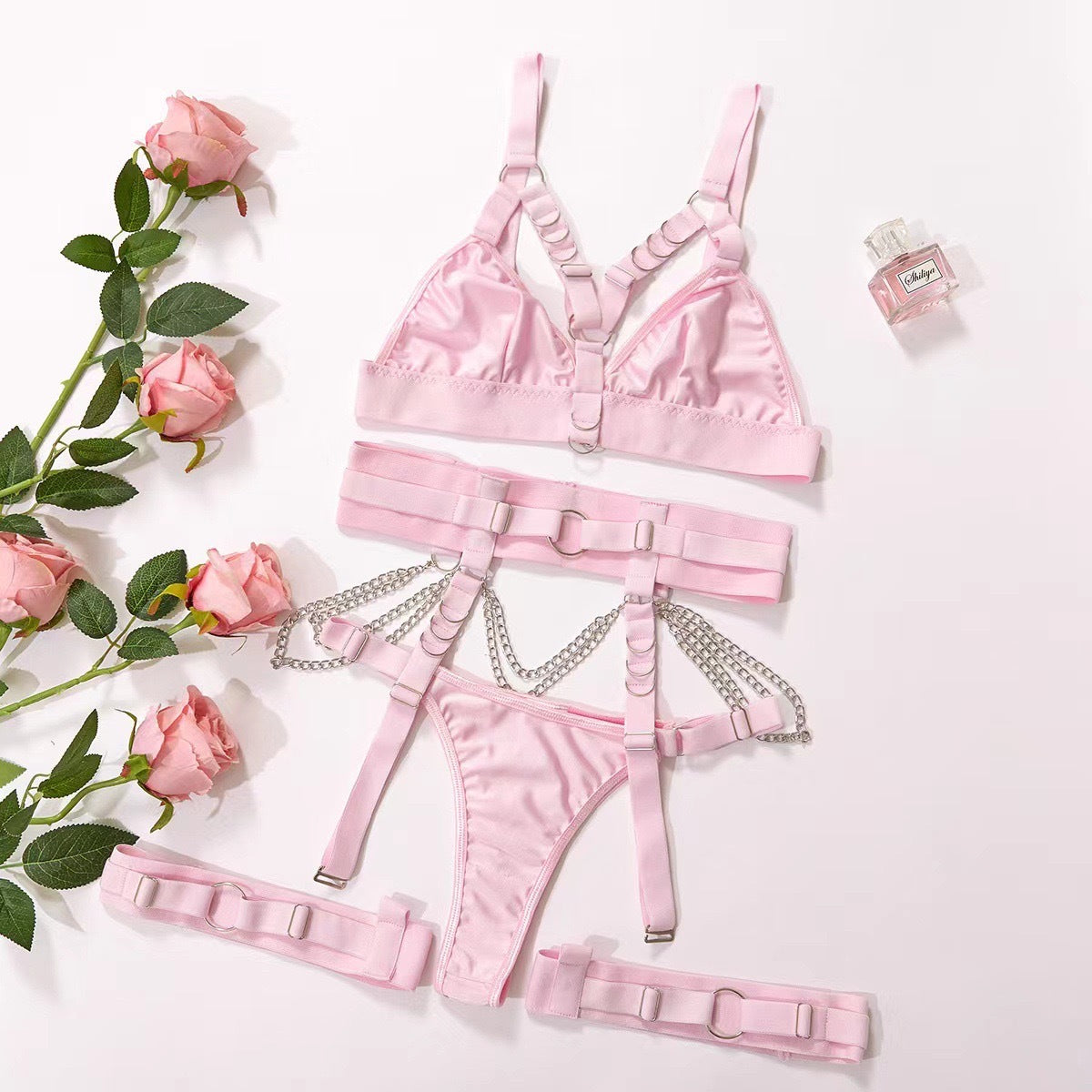 Women Sexy Locomotive Metal Chain Underwear Set - image 19