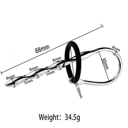 7 Styles Stainless Steel Urethral Sounding with Silicone Cock Ring - B - image 5