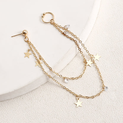 Boho Nose Chain Jewelry – Fake Septum Ring with Ear Hoop & Crystal Nose Ring - image 1