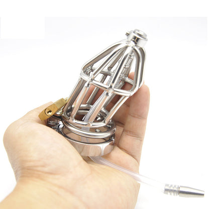 Jailbird Stainless Steel Cb6000s Chastity Cage With Anti-release Ring With Silicone Catheter - image 2