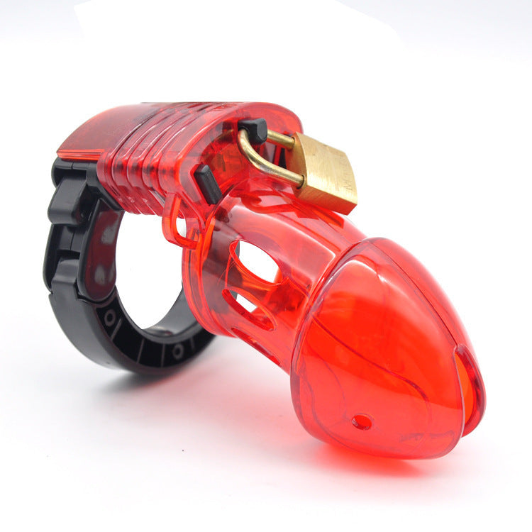 Red Jacked Adjustable Locking Male Cock Cuff Chastity Device - Red - image 3