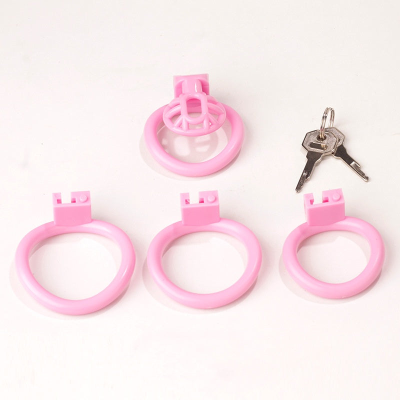 Innie/Micro/Stub Chastity Cage for Sissy Play with 3 Size Rings - A - Pink - Micro - image 18