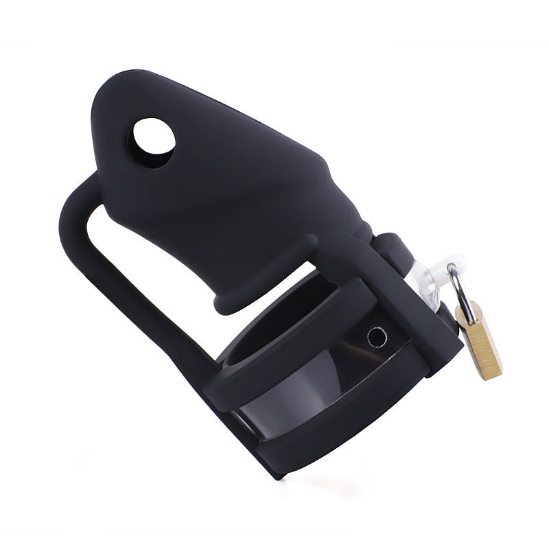 Silicone Cock Cave Extended Wear Chastity Cage Set - Black - image 1