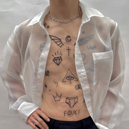 Tattoo Style Mesh Top - image 0