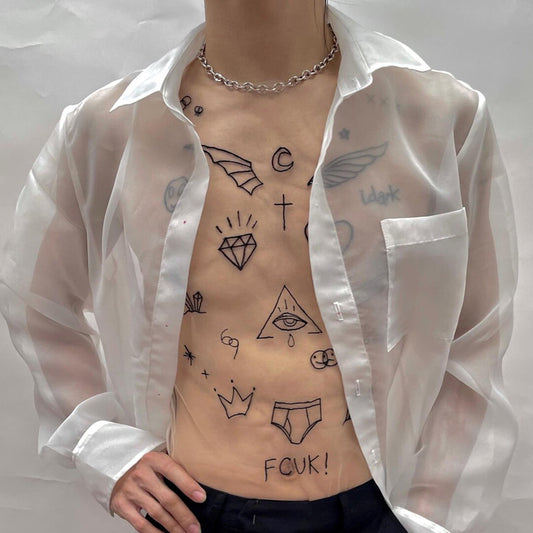 Tattoo Style Mesh Top - image 0