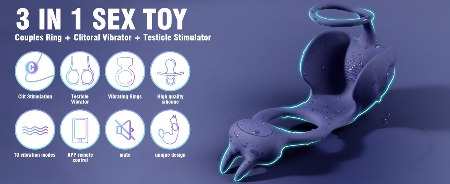 Vibrating Cock Ring with Testicle Vibrator APP Remote Control & 3 in 1  - image 7