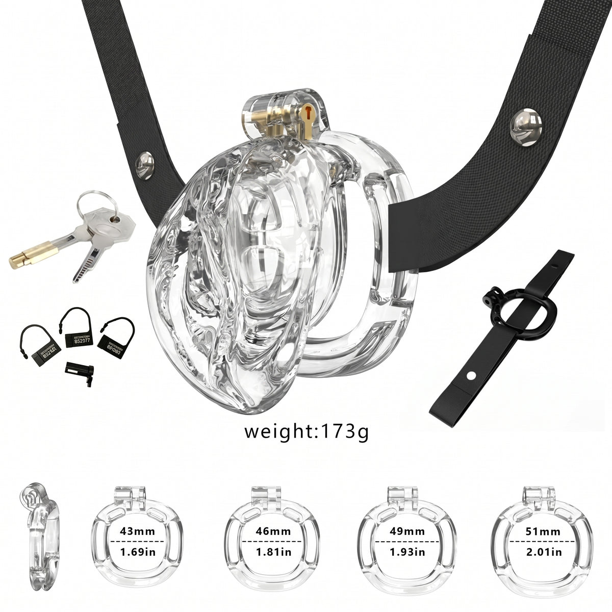 StealthFlex Adjustable Chastity Cage - Transparent - image 2
