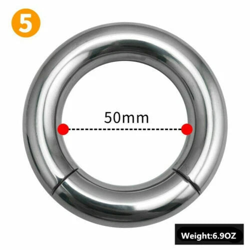 Magnetic Stainless Steel Ball Stretcher Weight Man Enhancer Chastity Ring - 50mm - image 7