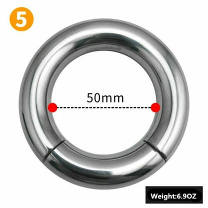 Magnetic Stainless Steel Ball Stretcher Weight Man Enhancer Chastity Ring - 50mm - image 7
