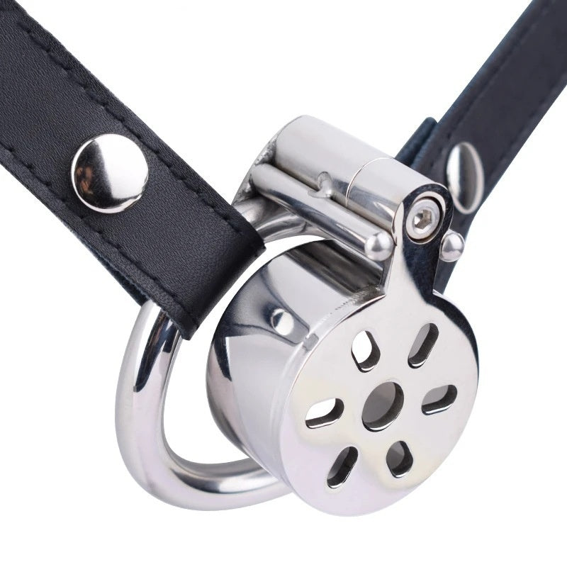 Chastity Cage with Leather Belt - 55mm - image 1