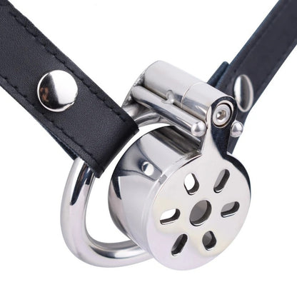 Chastity Cage with Leather Belt - 55mm - image 1