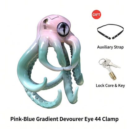 Octopus Kraken Chastity Cage - Pink Blue Gradient - 44mm - image 3