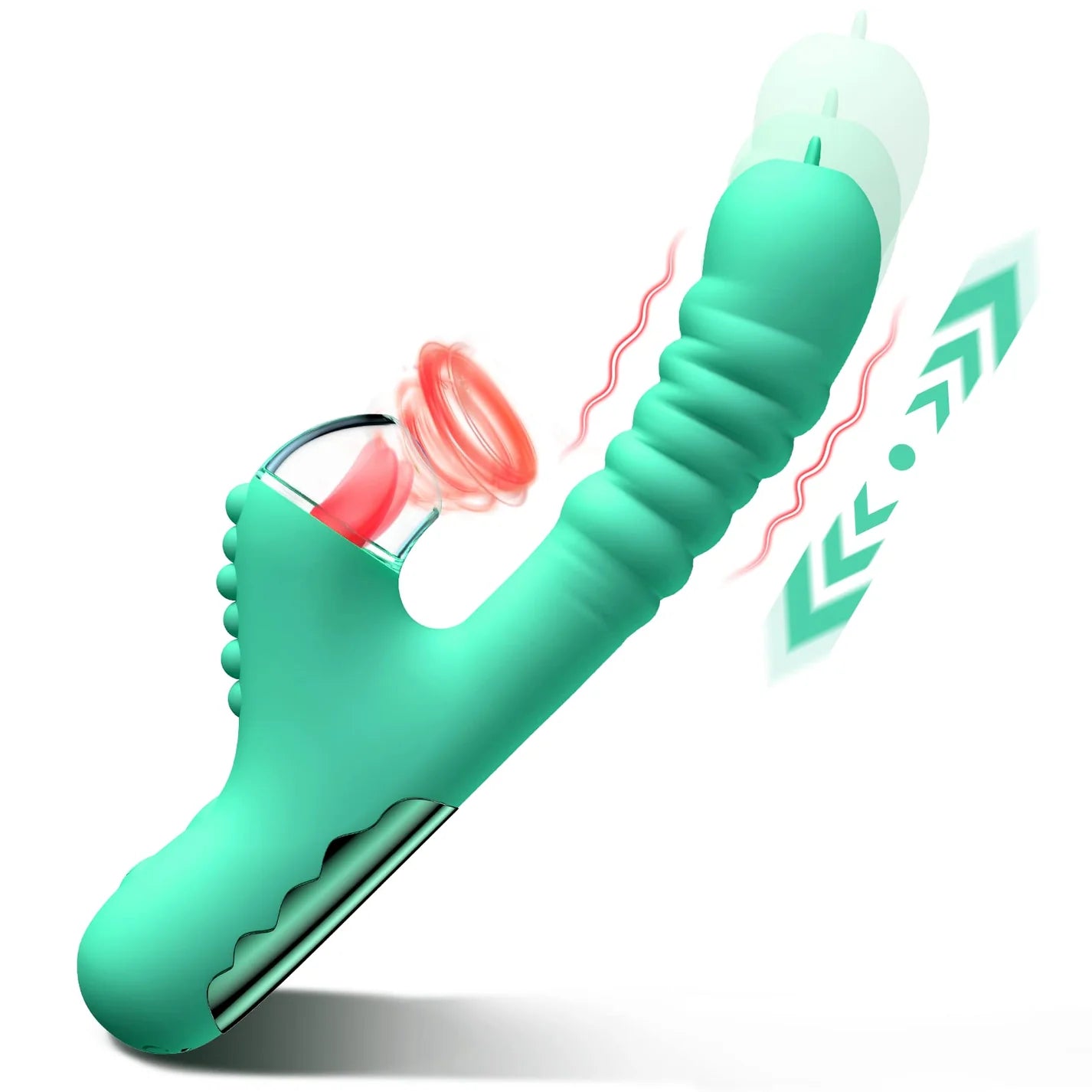 AirRush Thrusting and Licking Vibrator - Green - image 4