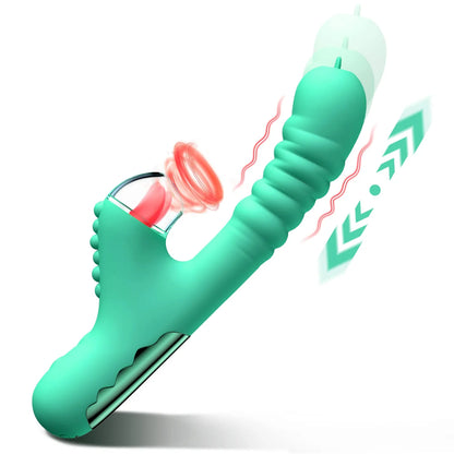 AirRush Thrusting and Licking Vibrator - Green - image 4