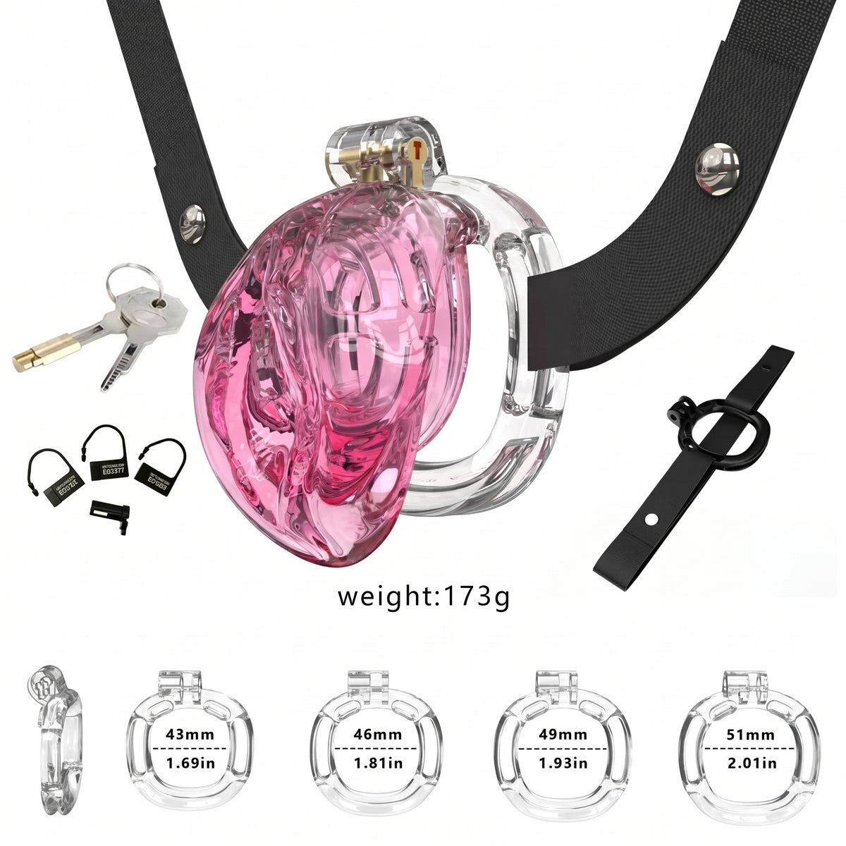 StealthFlex Adjustable Chastity Cage - Pink-transparent - image 3