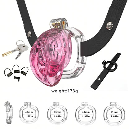 StealthFlex Adjustable Chastity Cage - Pink-transparent - image 3