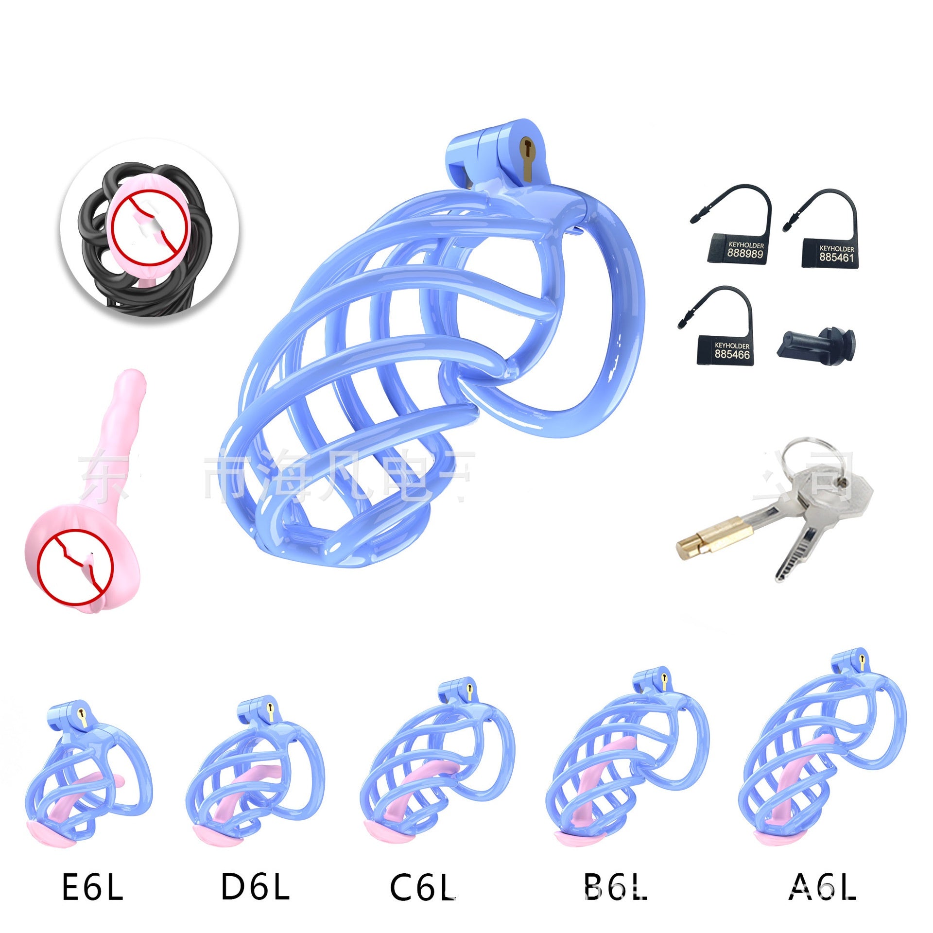 Rotating Hollow Male Chastity Cage with 4 Rings & Urethral Plug - image 0