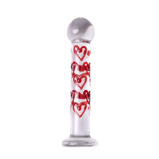 Luxury Glass Dildo with Red Heart Tip – G-Spot & Anal Pleasure Toy - image 0