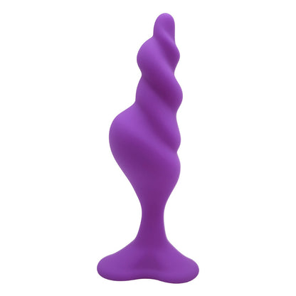 Soft Silicone Anal Plug with Rounded Tip & Flared Base - Purple - L - image 3