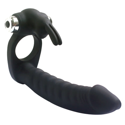 Double Penetration Cock Ring with Vibration - Black - image 0