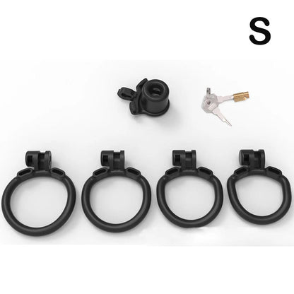 Narrow Chastity  With 4 Sizes Rings And Invisible Lock - Black - S - image 10