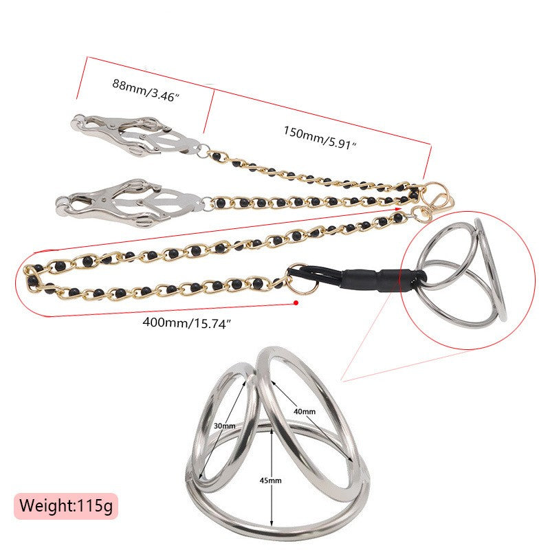 E-stim Nipple Clamps & Urethral Sound & Penis Ring Set - 45mm Ring - image 1