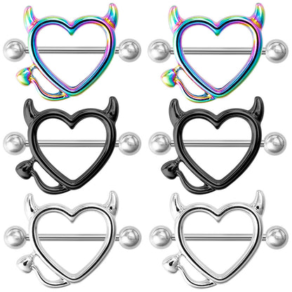 Hear Shape Demon Horn Nipple Piercing Ring - image 0