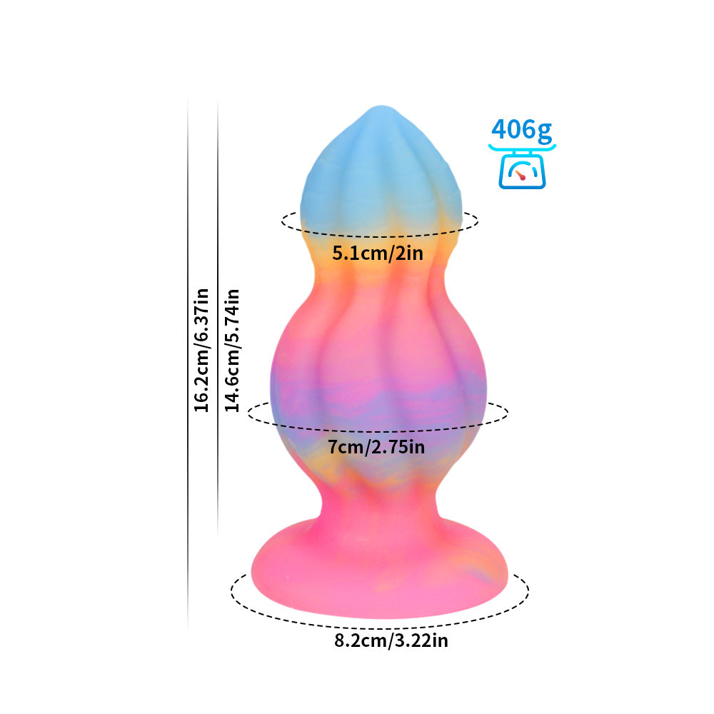 Dual-Size Fantasy Gourd Silicone Dildo with Glow-in-the-Dark & Suction Cup - L - image 4
