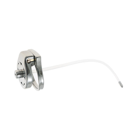 Flat Stainless Steel Chastity Cage with Long Hollow Urethral Tube - image 5