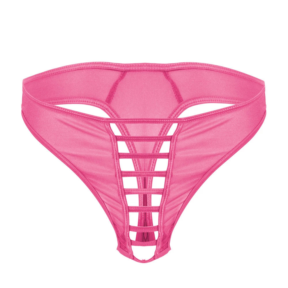 Men's Sexy Spaghetti String Nylon Thong - Rose - image 13