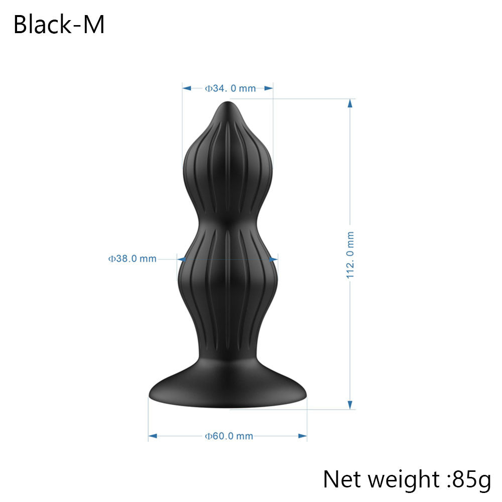 Beaded Style Silicone Anal Plug - 2 Beads - Black - image 3
