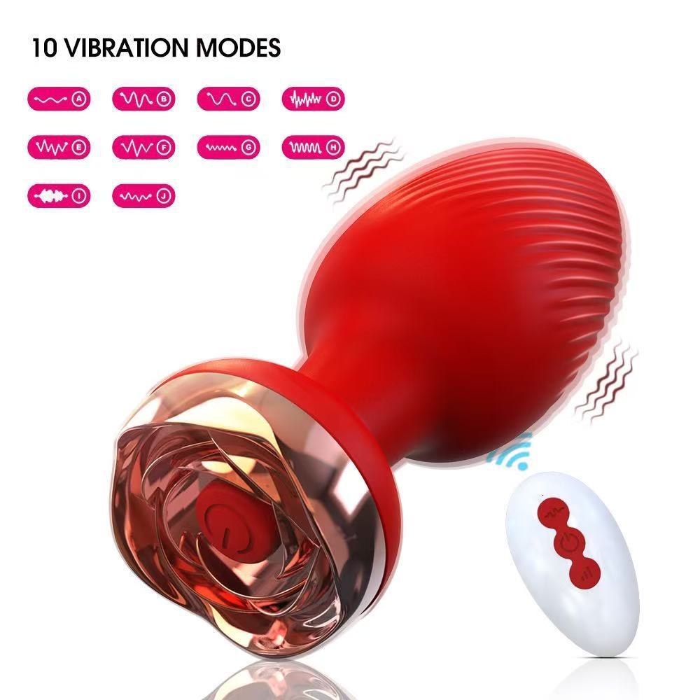 Rose Style Sex Toy Anal Plug Vibrator With Remote Wireless Control  - image 0