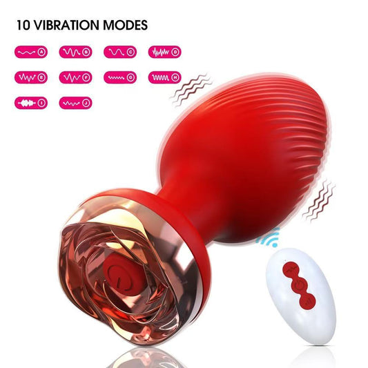Rose Style Sex Toy Anal Plug Vibrator With Remote Wireless Control  - image 0