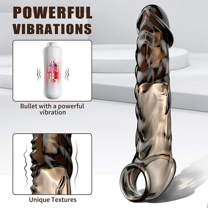 Reusable Vibrator Penis Sleeve With Cock Ring - 3.6 Inch - image 2