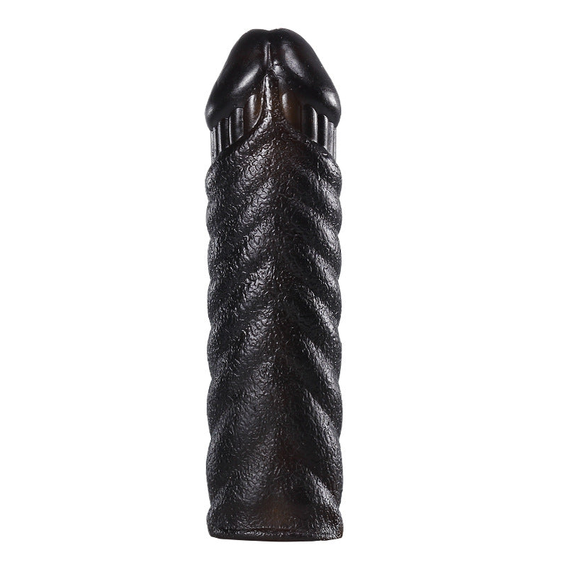 Reusable Silicon Condom Dotted Penis Sleeve For Men - Black - image 1