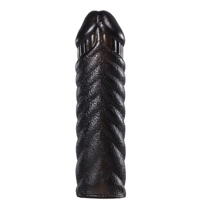 Reusable Silicon Condom Dotted Penis Sleeve For Men - Black - image 1