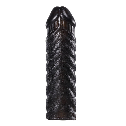 Reusable Silicon Condom Dotted Penis Sleeve For Men - Black - image 1