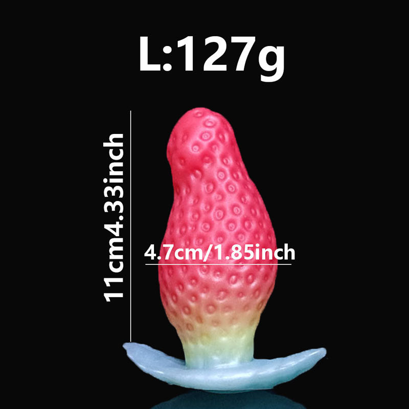 Strawberry Liquid Silicone Anal Plug - Red - Large - image 7