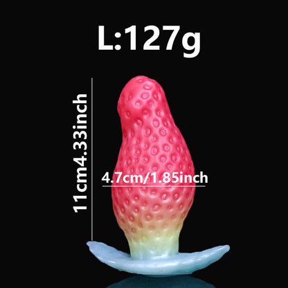 Strawberry Liquid Silicone Anal Plug - Red - Large - image 7