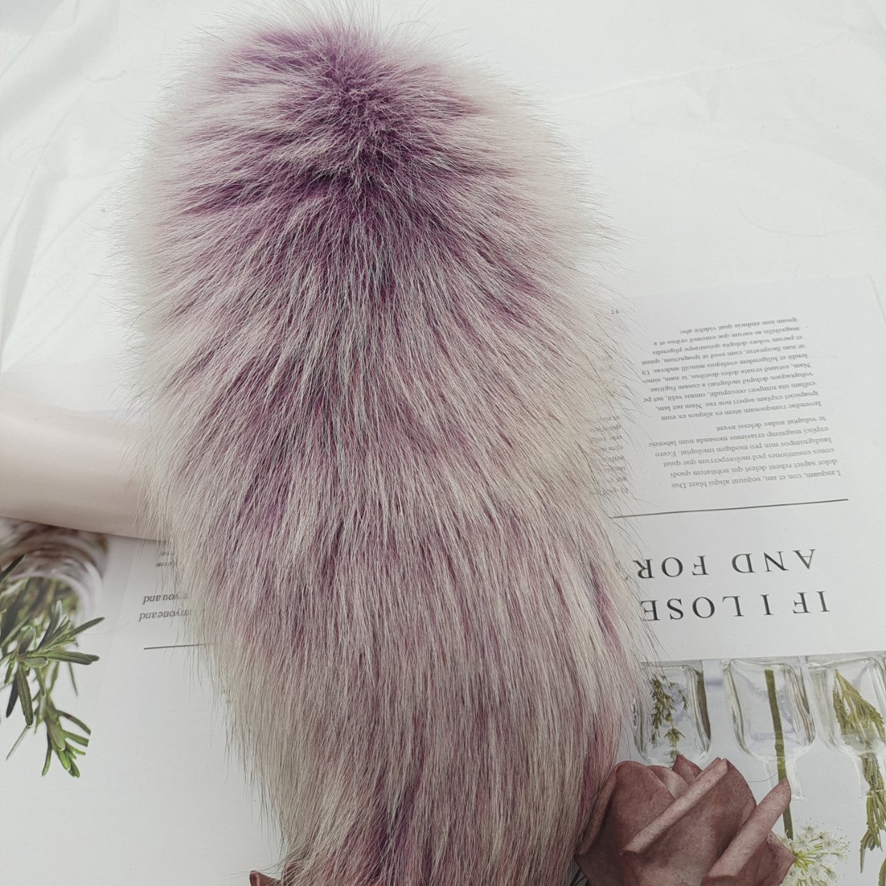 Soft Lavender Purple Handmade Detachable Plug Fox Tail - 50cm - image 3