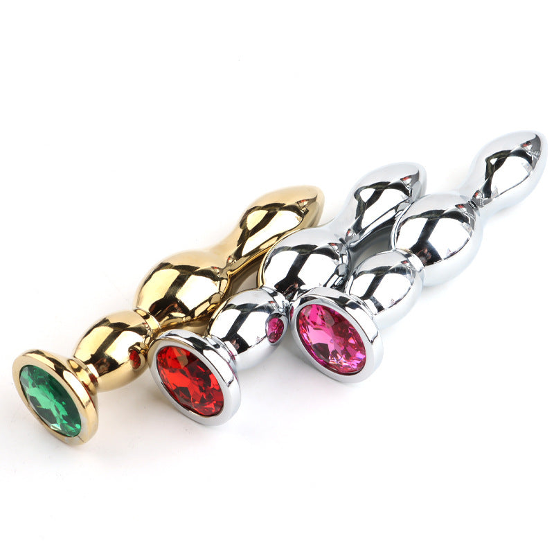Sparkling Jeweled Long Butt Plug - Silver - Pink - image 0